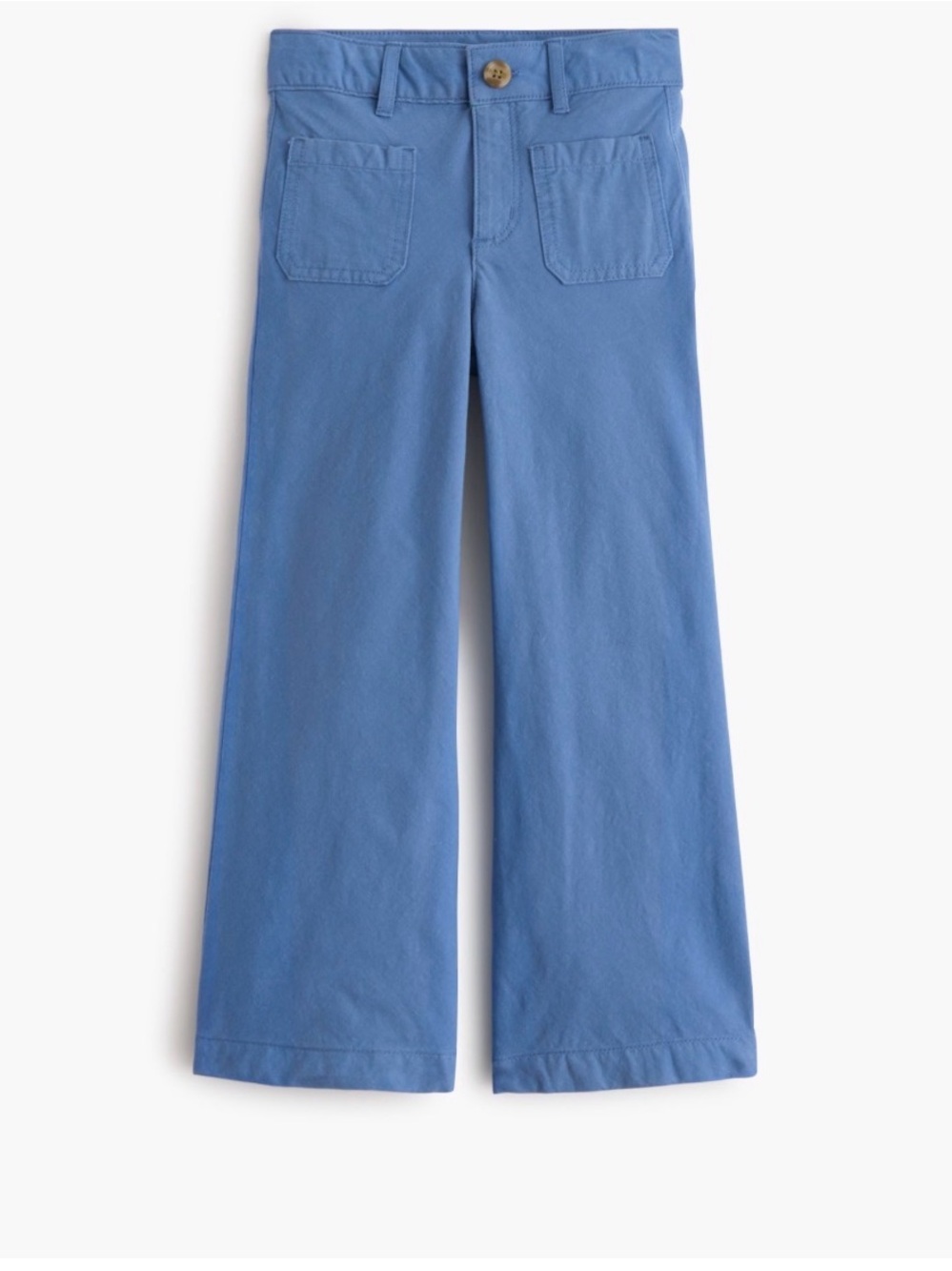 J. Crew Blue Wide-Leg Cotton Trousers